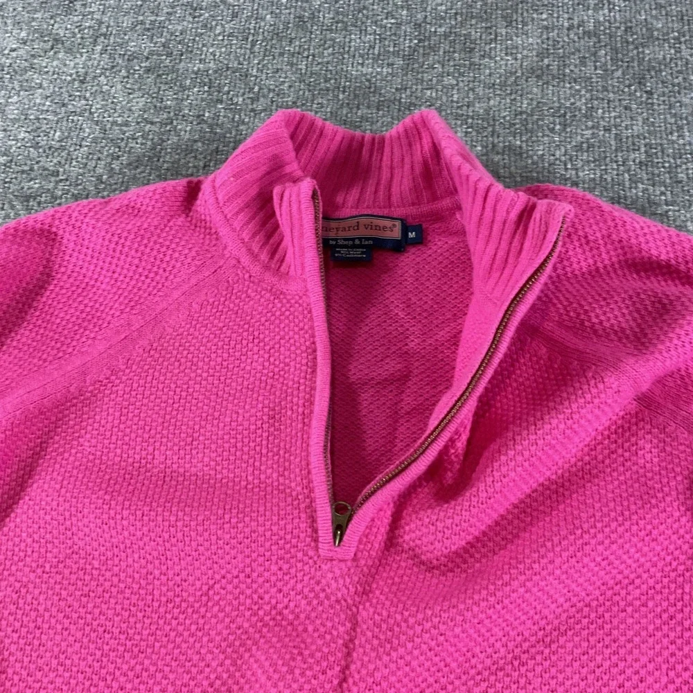 Vineyard Vines Pink Wool Cashmere Blend Quarter Zip Sweater Womens Medium